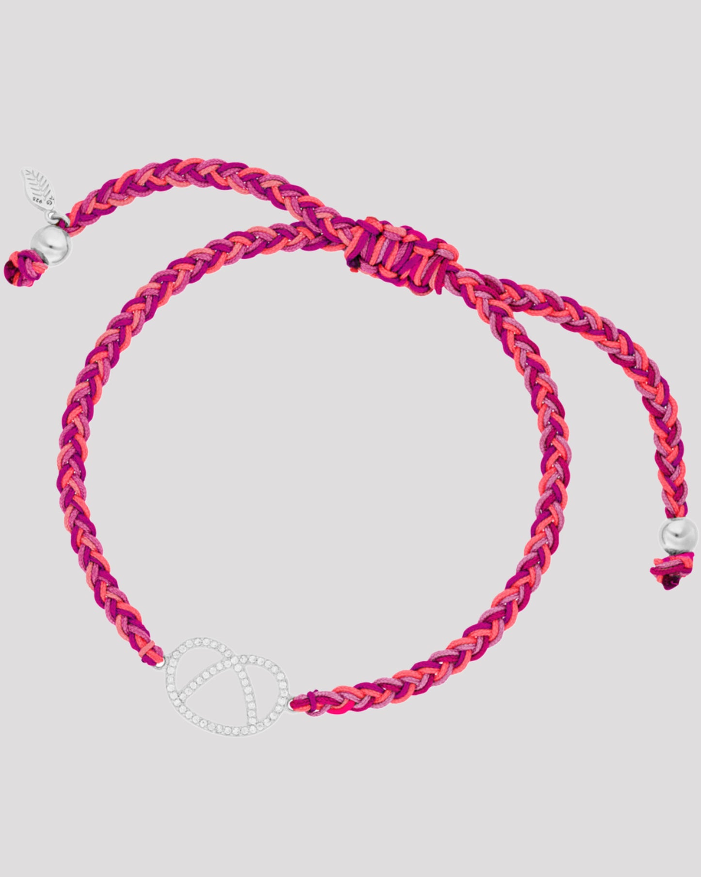 Leaf Armband "Brezn" mit Zirkonia, 925 Sterlingsilber, berry