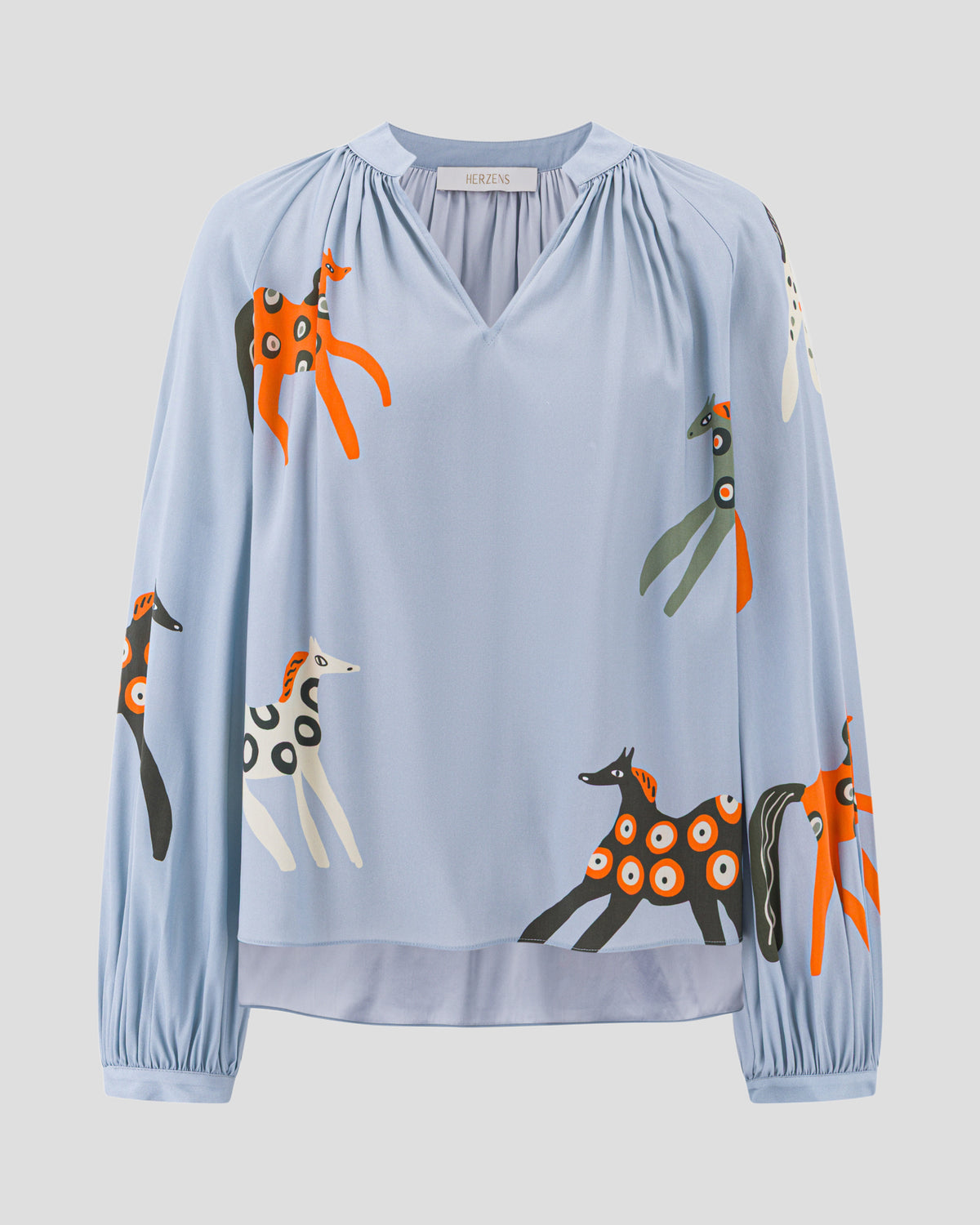 HERZENS Blusenshirt Seide dusty blue