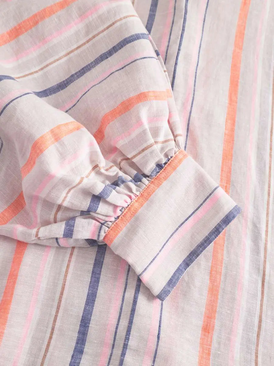 SoSUE Bluse Antonia Linen Blue Orange