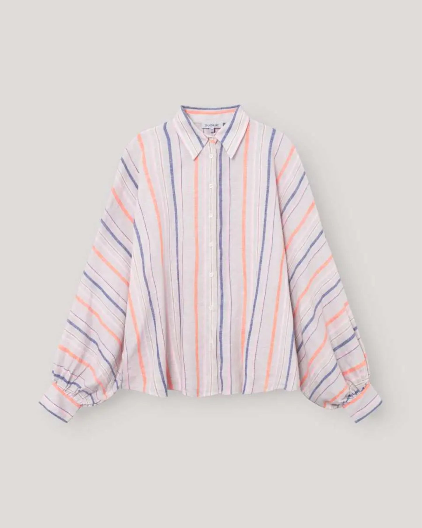 SoSUE Bluse Antonia Linen Blue Orange