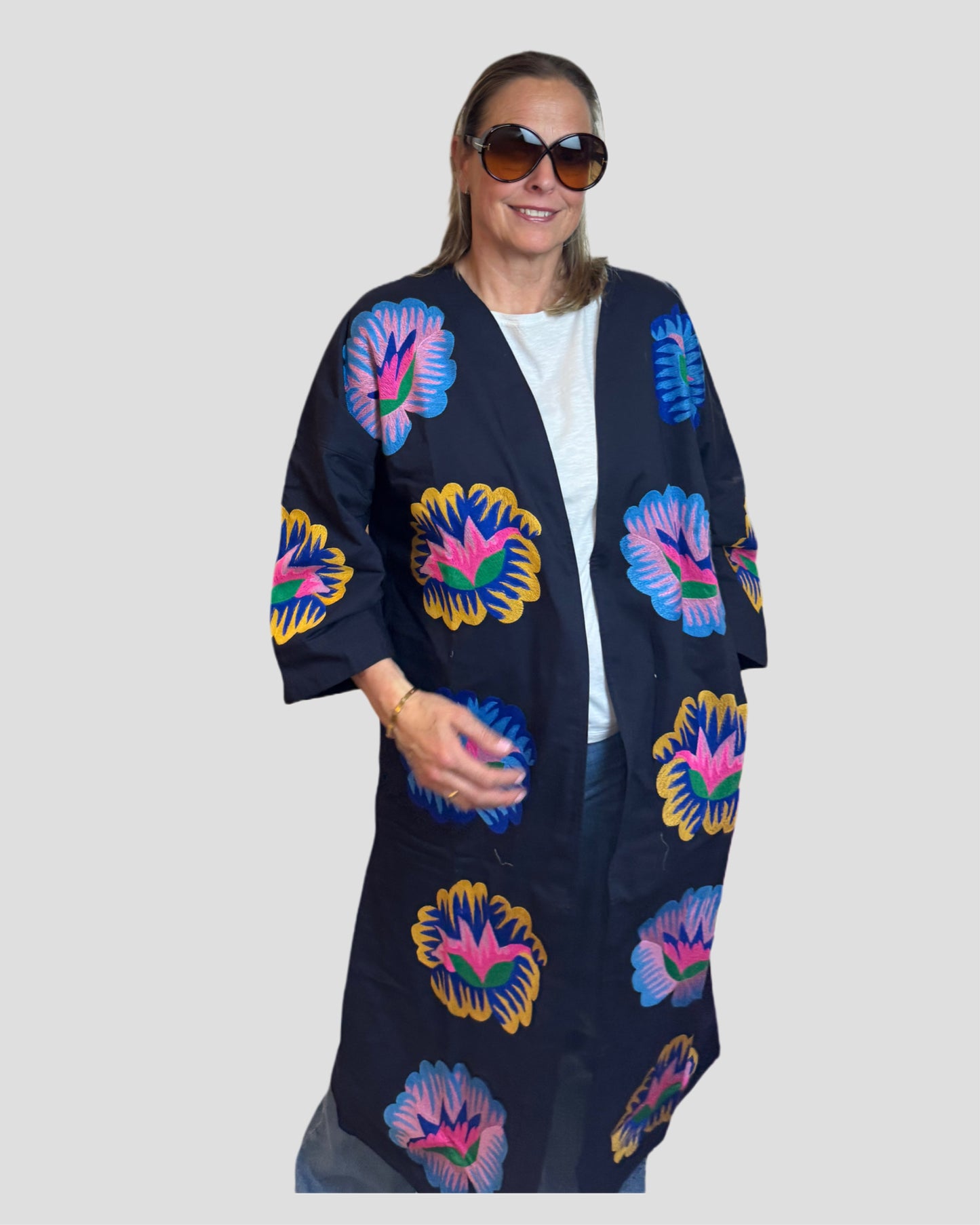 nimo with love Chili-Pepper Coat navy mexican embr.