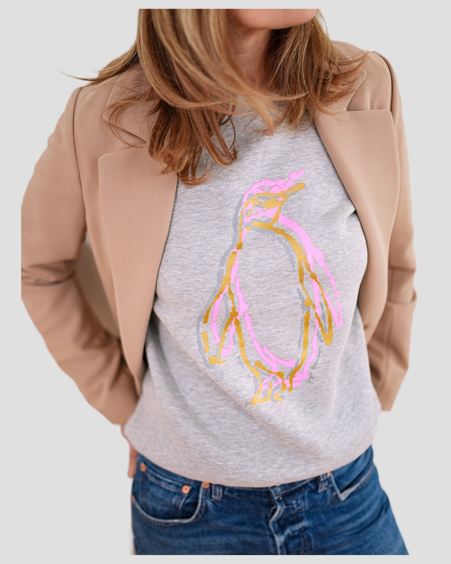 RAILIN Sweatshirt HAPPY PINGUIN grey