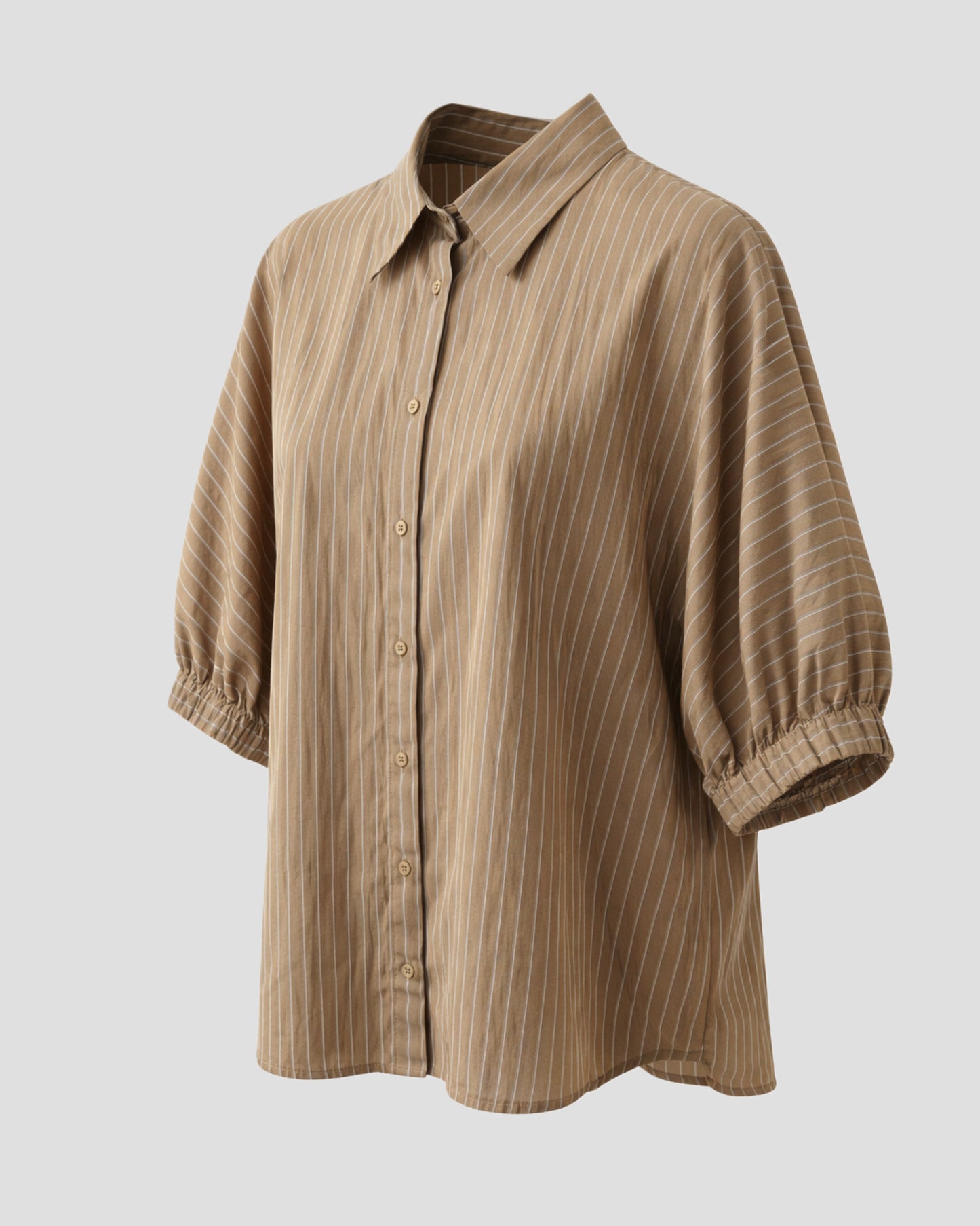 SOSUE Bluse Antonia Short Sleeve taupe stripes