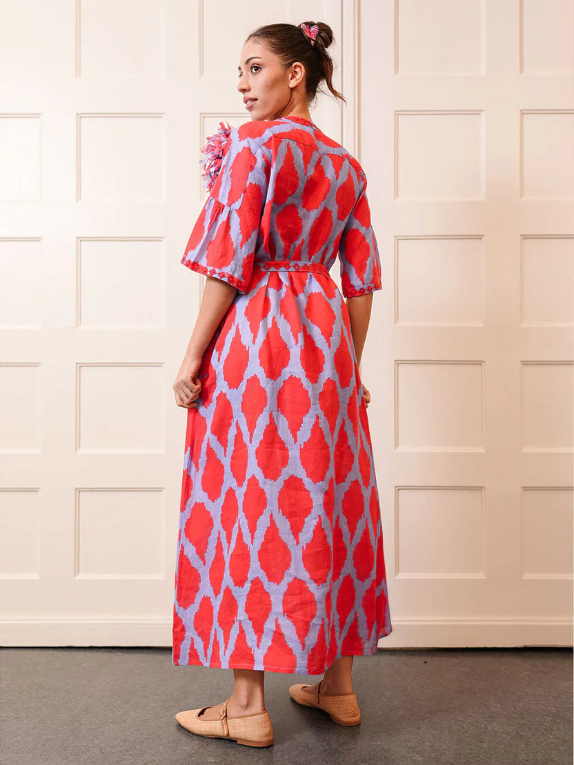 nimo with love Oleander Dress long ikat red