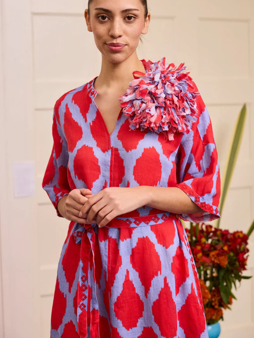 nimo with love Oleander Dress long ikat red