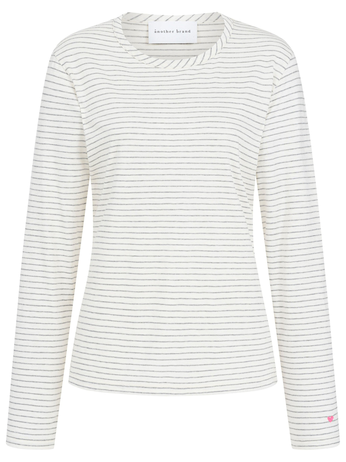 another brand Longsleeve Streifen Rundhals grau