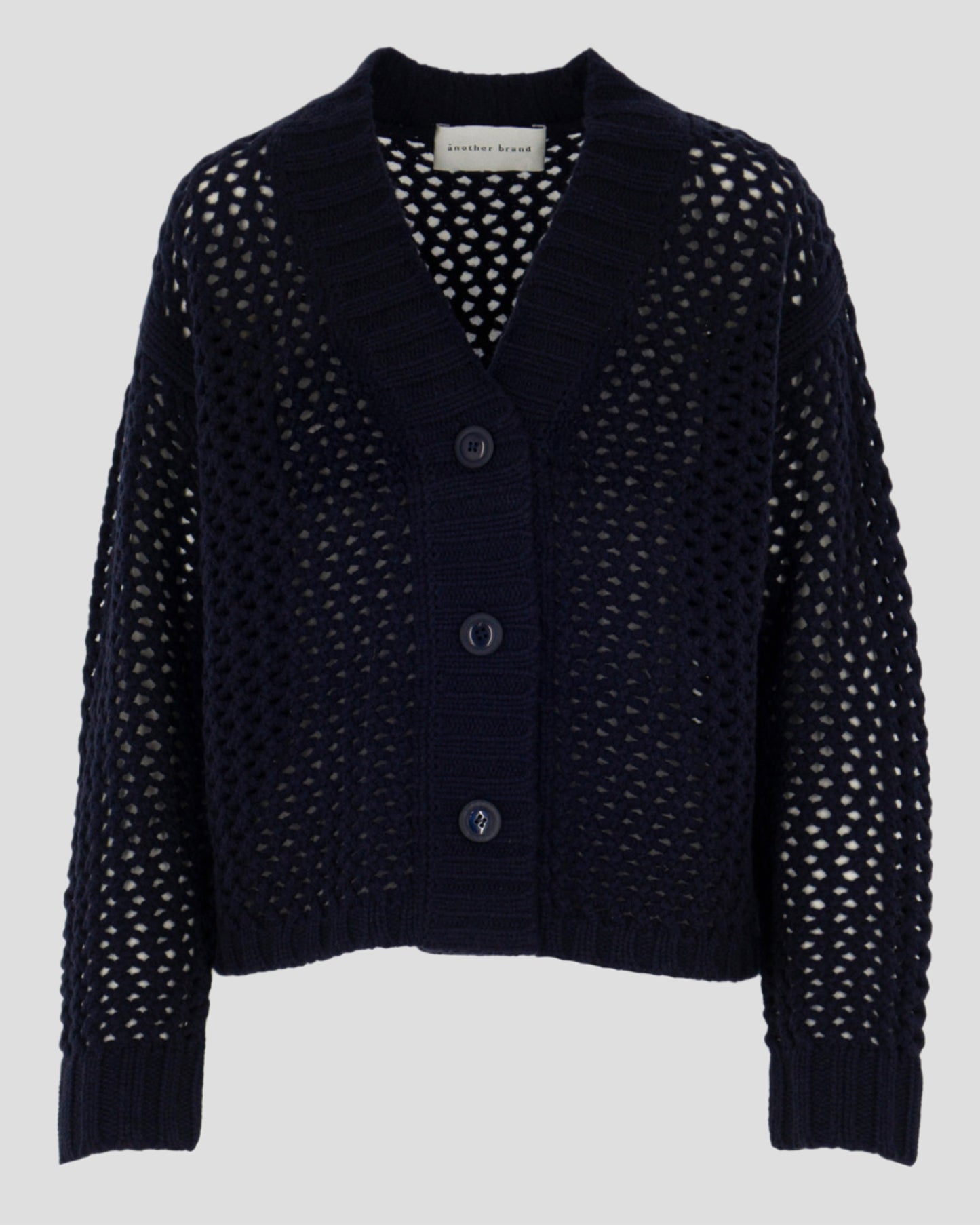 anothe brand Kaschmir Loch-Strickjacke blau