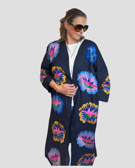 nimo with love Chili-Pepper Coat navy mexican embr.