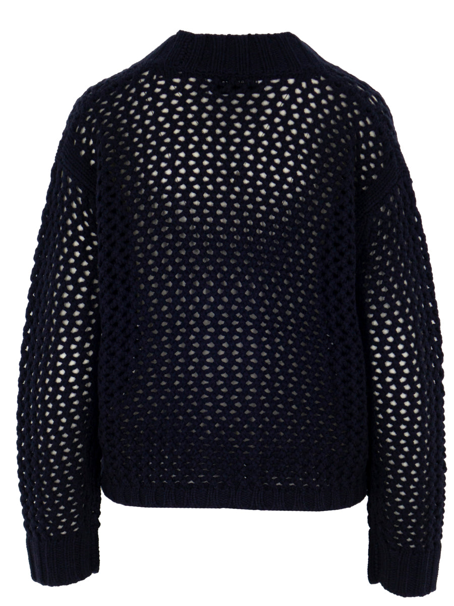 anothe brand Kaschmir Loch-Strickjacke blau