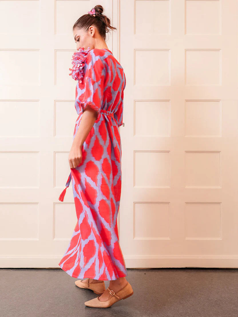 nimo with love Oleander Dress long ikat red