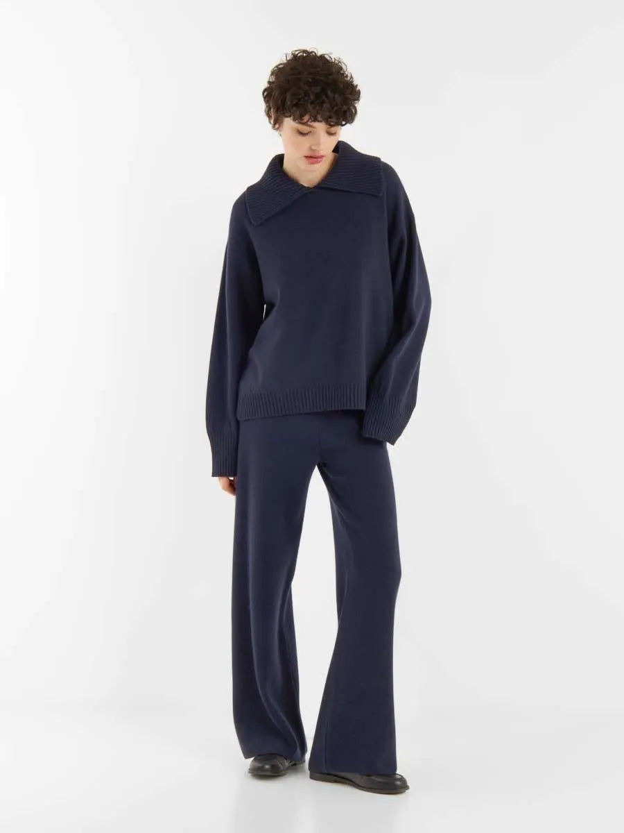 SoSUE Pullover Polo Merino Dark Blue
