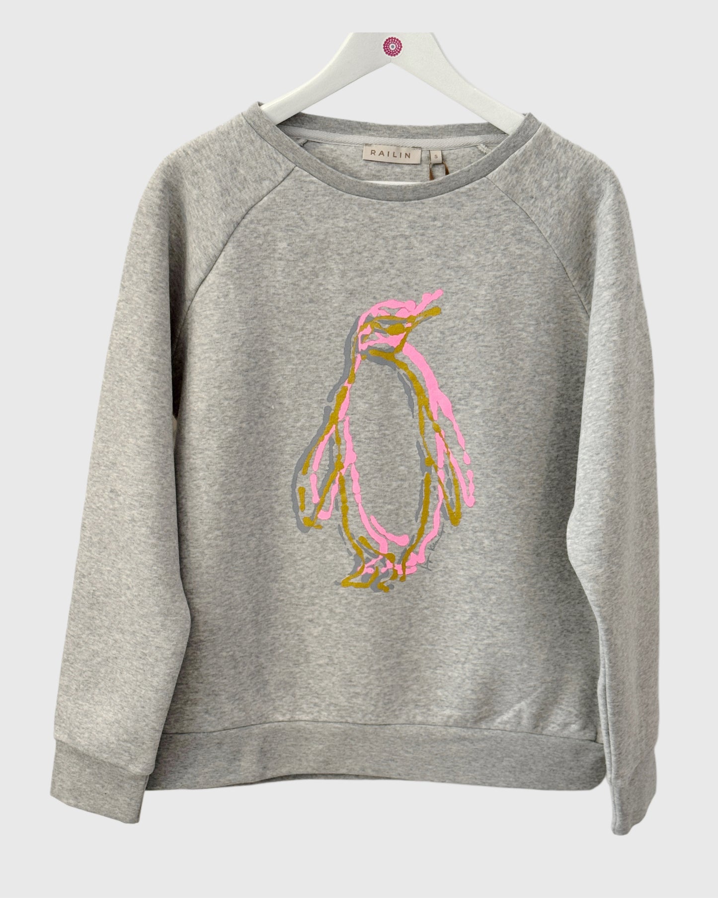 RAILIN Sweatshirt HAPPY PINGUIN grey