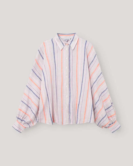 SoSUE Bluse Antonia Linen Blue Orange