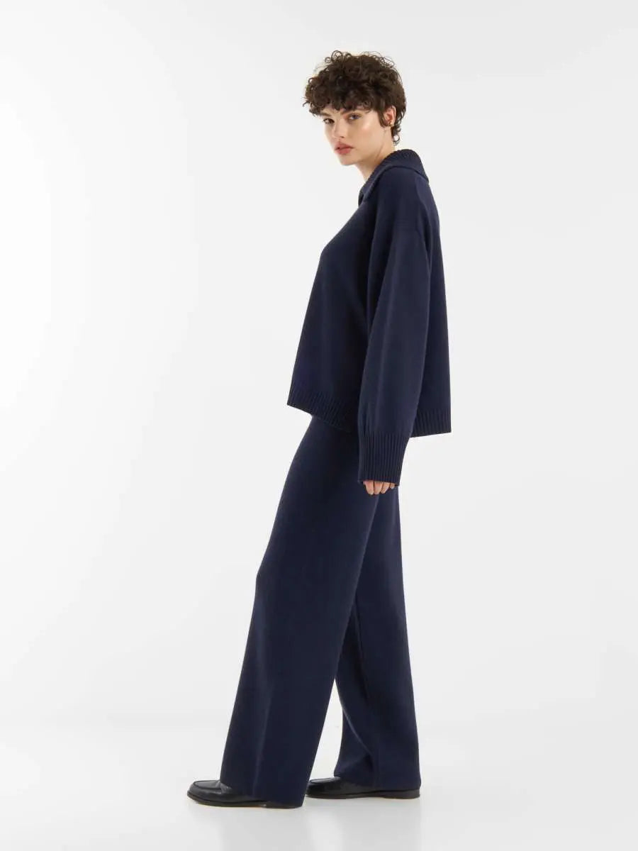 SoSUE Pullover Polo Merino Dark Blue