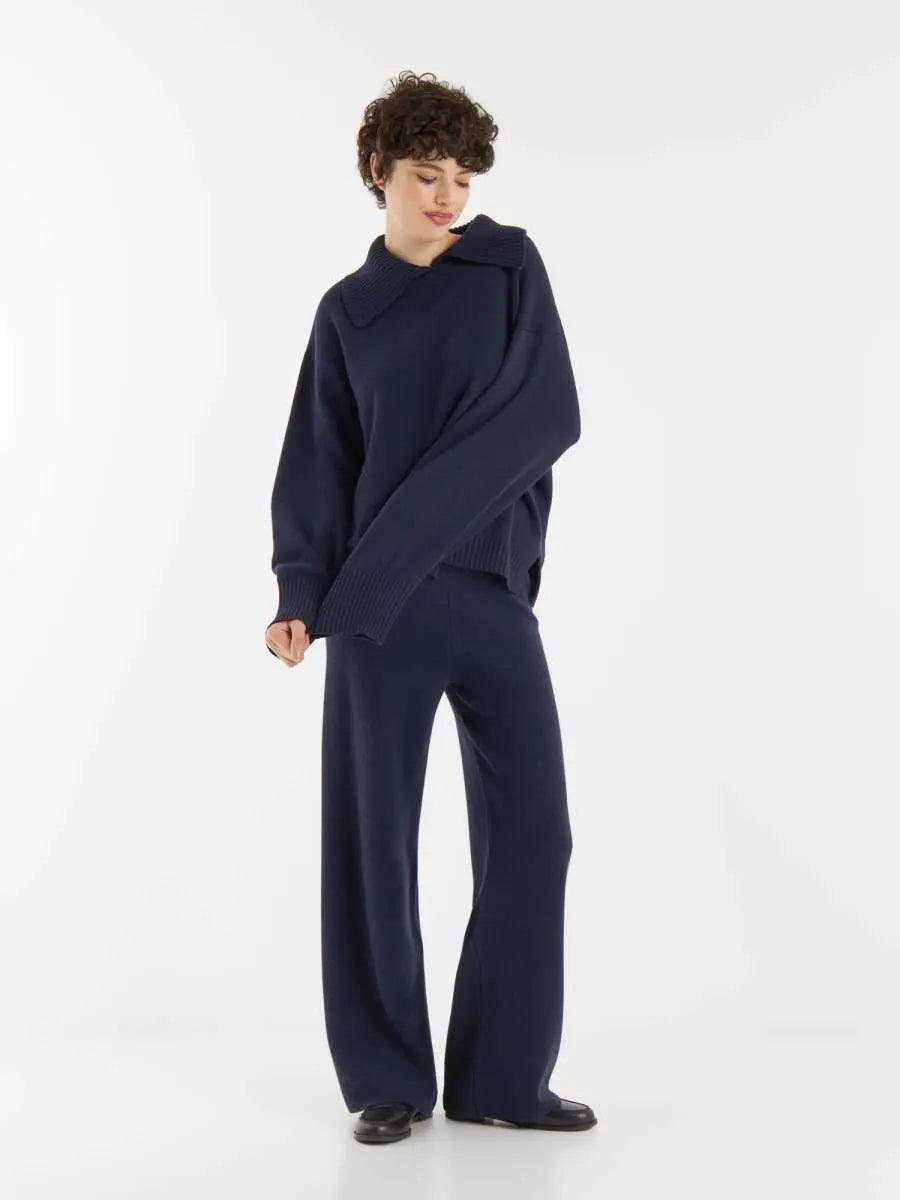 SoSUE Pullover Polo Merino Dark Blue