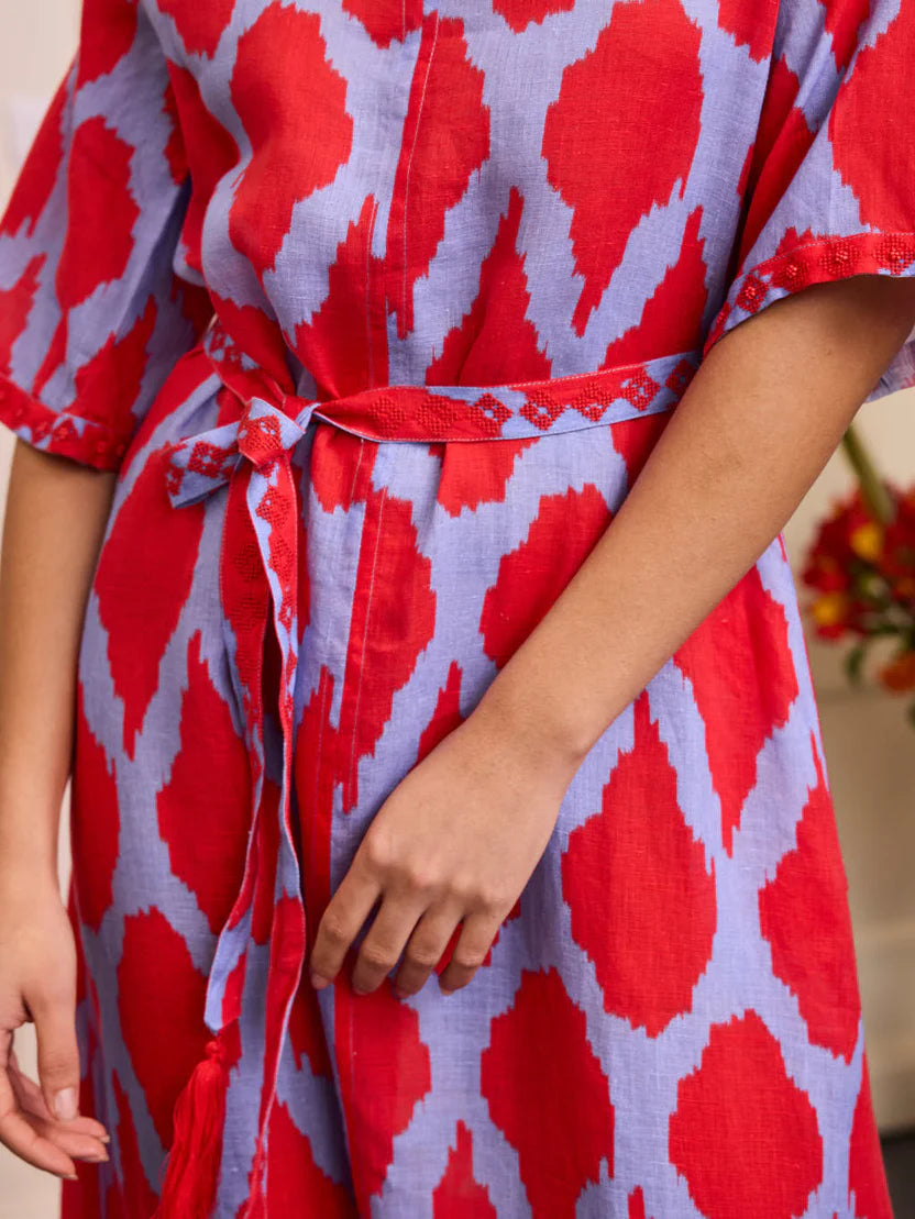 nimo with love Oleander Dress long ikat red