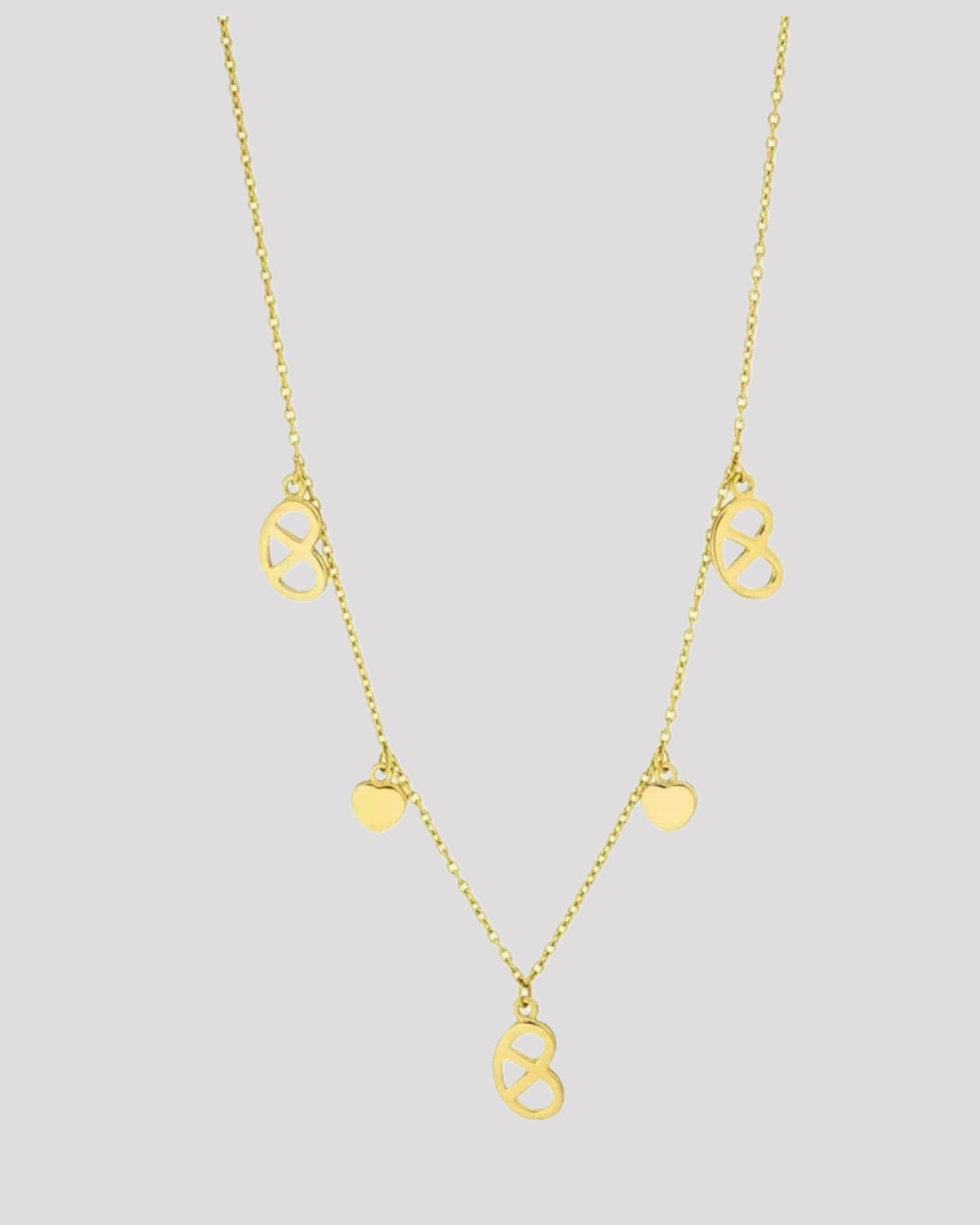 Leaf Halskette "Brezn" Charms, 18 Karat Gelbgold vergoldet