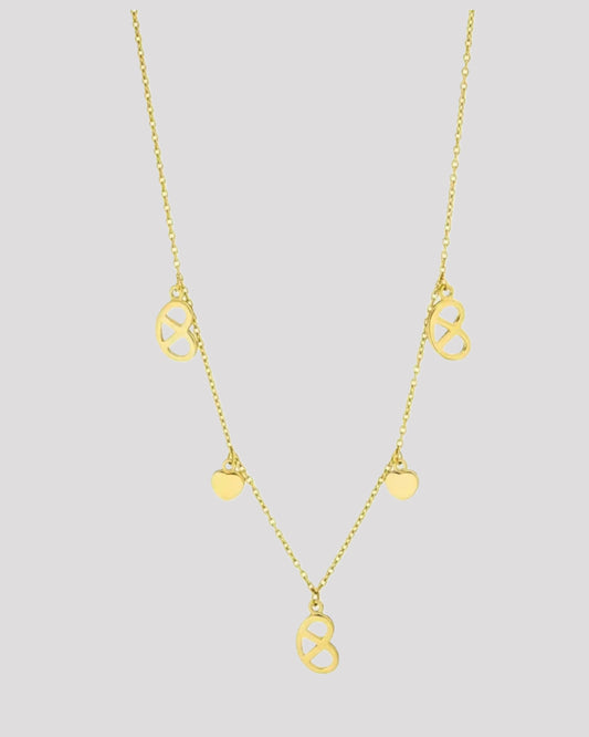 Leaf Halskette "Brezn" Charms, 18 Karat Gelbgold vergoldet
