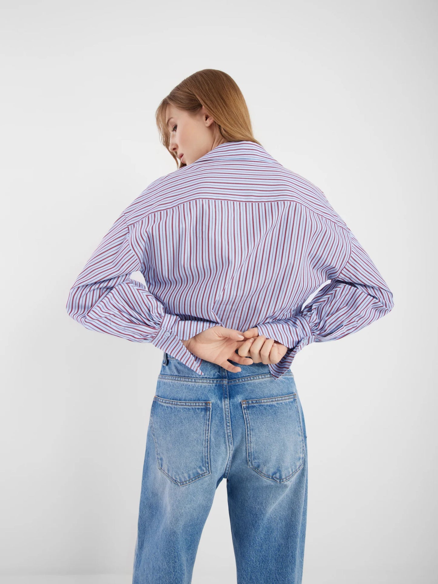 sosue Bluse Claire Blue Burgundy Stripe