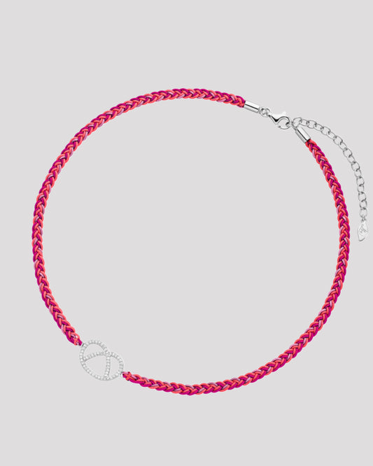 Leaf Choker "Brezn" mit Zirkonia, 925 Sterlingsilber, berry