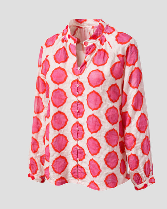 NIMO WITH LOVE Woad Blouse Ikat Pink/Orange
