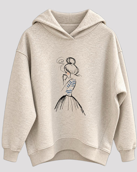 KERA TILL Hoodie COFFEE silver mel.