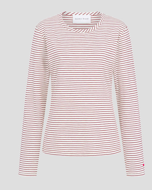 another brand Longsleeve Streifen Rundhals bordeaux
